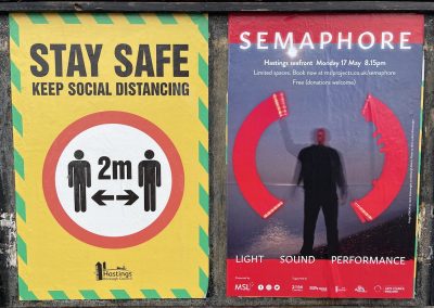 A Covid poster and a Semaphore event poster